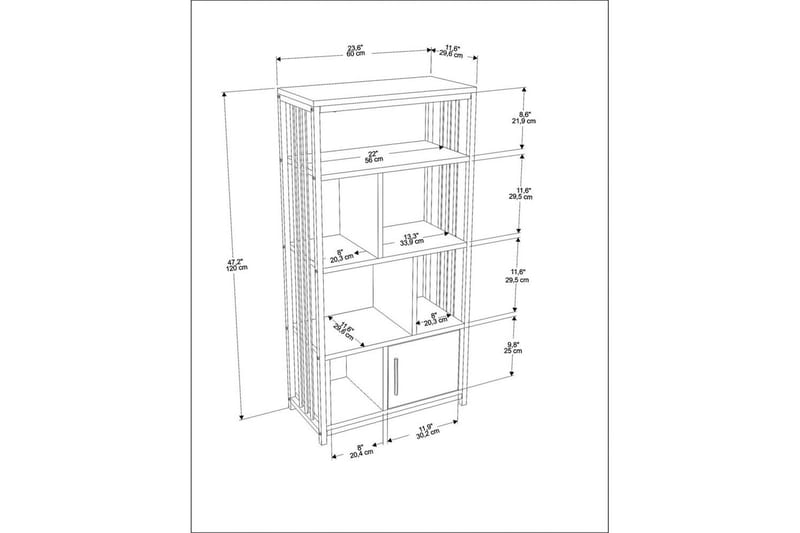 Arven Bokhylle 60 cm - Svart/Hvit - Oppbevaring - Hylle - Bokhylle