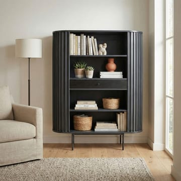 Belilo bokhylle 105 cm ribbedesign - svart - Oppbevaring - Hylle - Bokhylle