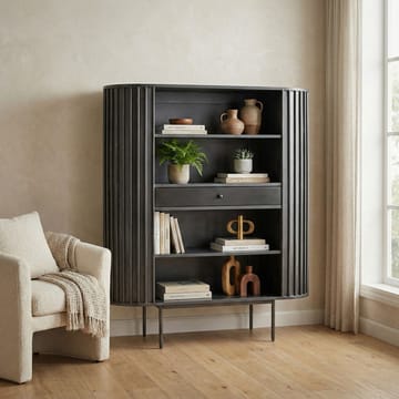 Belilo bokhylle 105 cm ribbedesign - svart - Oppbevaring - Hylle - Bokhylle