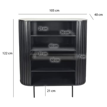 Belilo bokhylle 105 cm ribbedesign - svart - Oppbevaring - Hylle - Bokhylle