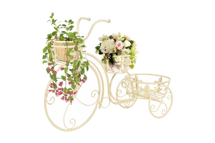 Blomsterstativ sykkelform gammeldags stil metall - Hvit - Blomsterhylle & blomsterstativ