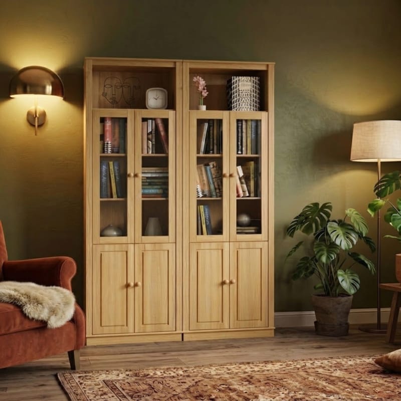 Bokhylla Loft24 Betsad/vaxad - Beiset/vokset - Oppbevaring - Garderober & garderobesystem - Garderobedør - Foldedør garderobe