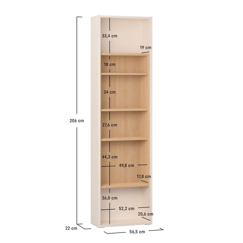 Bokhylle 4 You Fresh 4 Dører Side av Garderobe - 206 cm - Oppbevaring - Hylle - Bokhylle