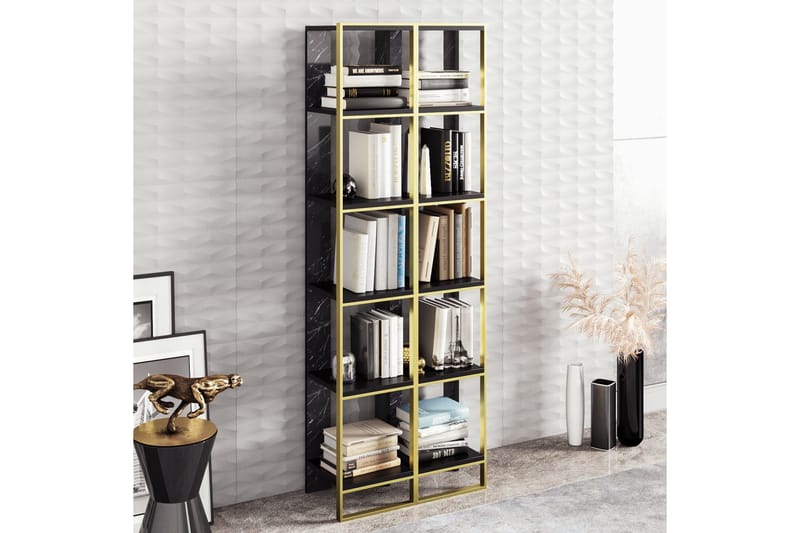 Abla Bokhylle 64 cm, Gull|Svart