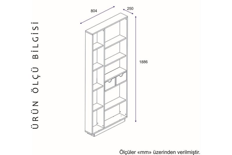 Ackerman Bokhylle 80 cm - Hvit|Valnøtt - Oppbevaring - Hylle - Bokhylle