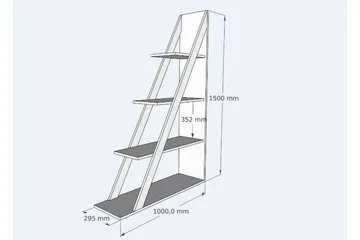 Ampelio Bokhylle 100 cm i Malt Tre - Hvit - Oppbevaring - Hylle - Bokhylle