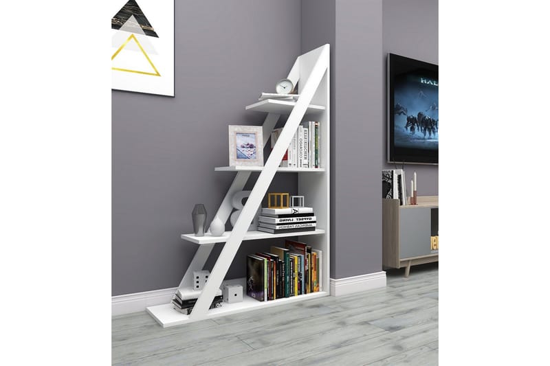 Ampelio Bokhylle 30x100 cm - Hvit - Oppbevaring - Hylle - Bokhylle