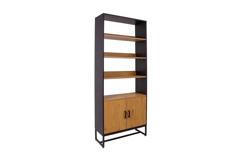 Amsterdam Bokhylle 80 cm i Tre med Metallunderstell, Sort|Brun