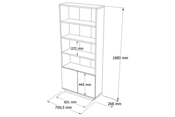 Anari Bokhylle 77,5 cm - Brun/Hvit - Oppbevaring - Hylle - Bokhylle