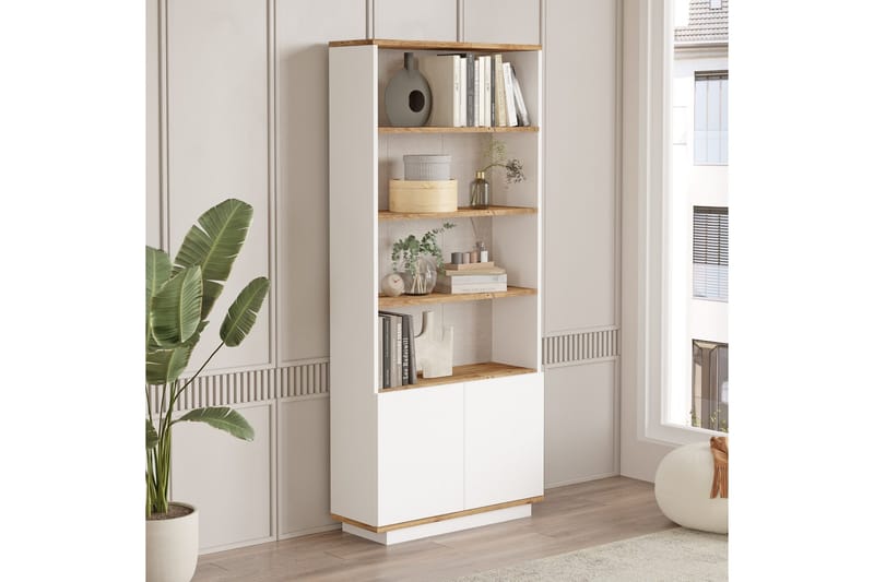Anari Bokhylle 77,5 cm i Eik, Hvit