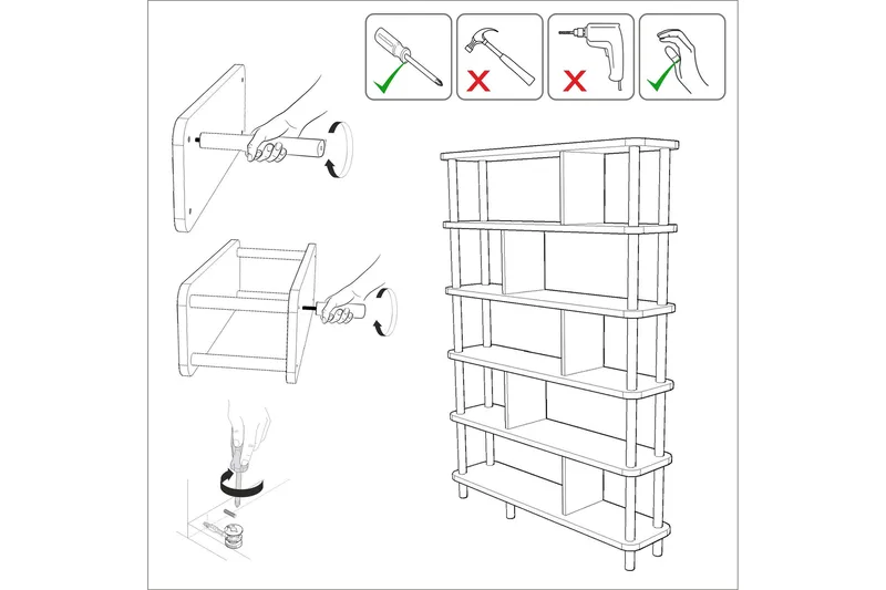 Andifli Bokhylle 120x168,5 cm - Brun - Oppbevaring - Hylle - Bokhylle