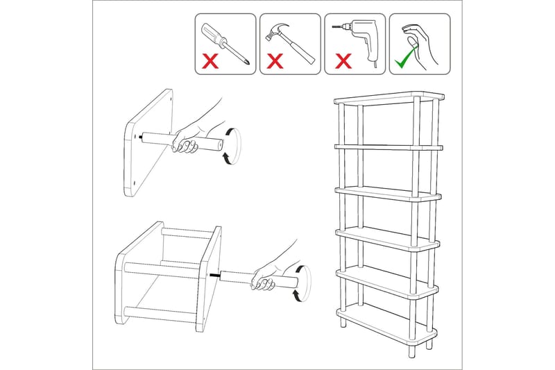 Andifli Bokhylle 80x168,5 cm - Svart - Oppbevaring - Hylle - Bokhylle
