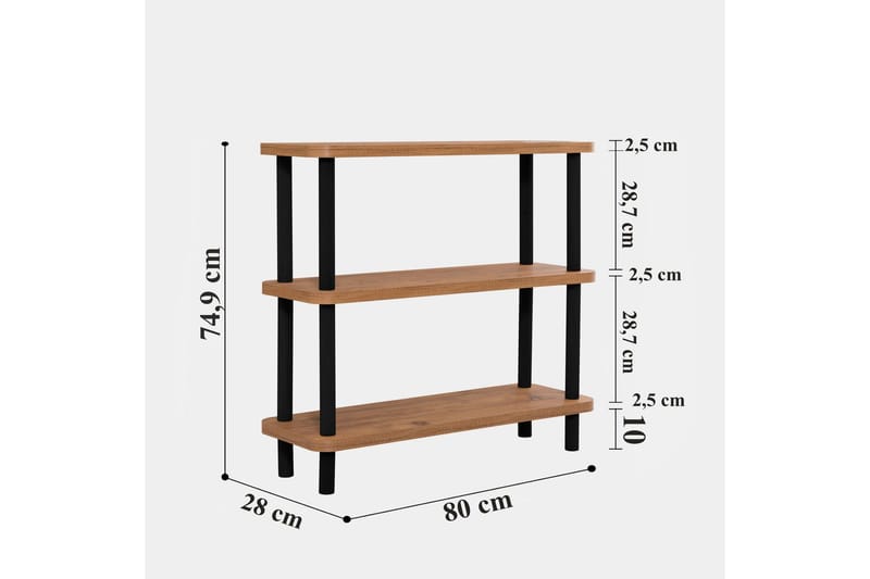 Andifli Bokhylle 80x75 cm - Svart - Oppbevaring - Hylle - Bokhylle