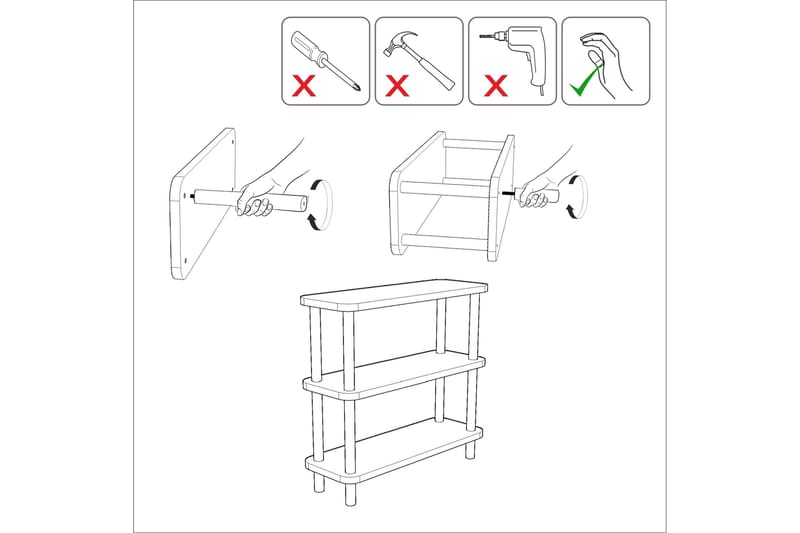 Andifli Bokhylle 80x75 cm - Svart - Oppbevaring - Hylle - Bokhylle