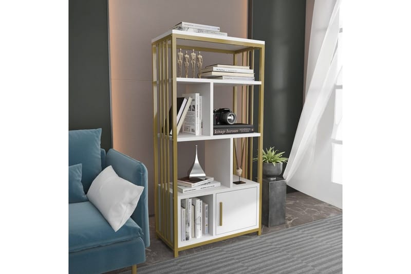 Bokhylle Arven Hvit / Gull - Hvit / Gull - Oppbevaring - Hylle - Bokhylle