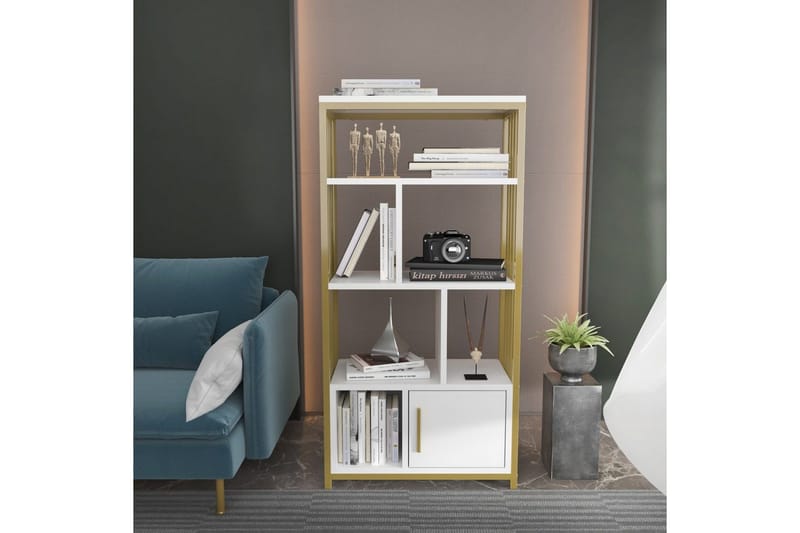 Bokhylle Arven Hvit / Gull - Hvit / Gull - Oppbevaring - Hylle - Bokhylle