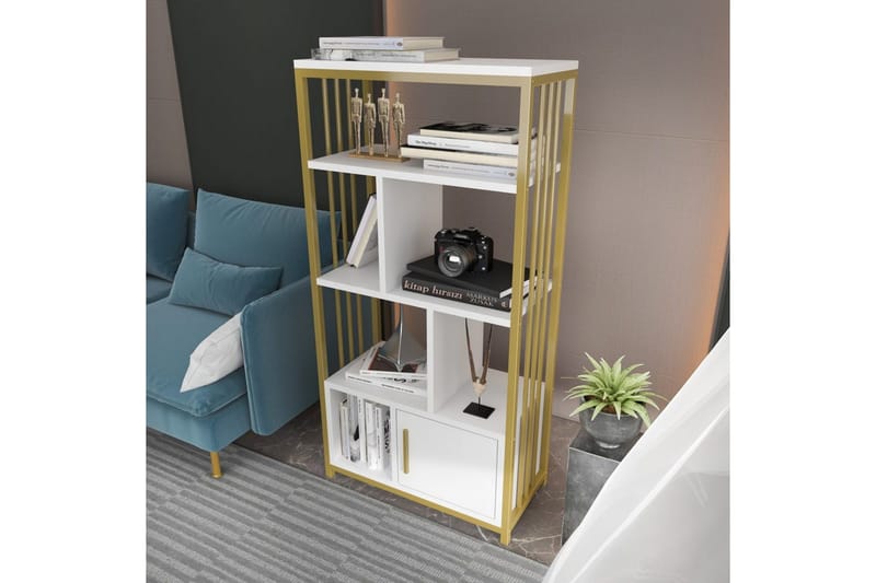 Bokhylle Arven Hvit / Gull - Hvit / Gull - Oppbevaring - Hylle - Bokhylle