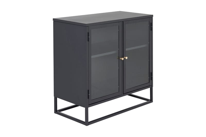Bakal Bokhylle 85 cm i Glass og Metall, Svart