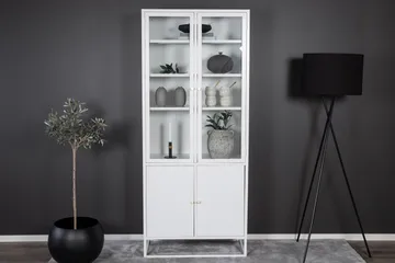 Bakal Bokhylle med Dører 80 cm i Glass og Metall - Hvit - Oppbevaring - Hylle - Bokhylle