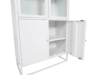Bakal Bokhylle med Dører 80 cm i Glass og Metall - Hvit - Oppbevaring - Hylle - Bokhylle