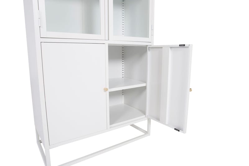 Bakal Bokhylle med Dører 80 cm i Glass og Metall - Hvit - Oppbevaring - Hylle - Bokhylle