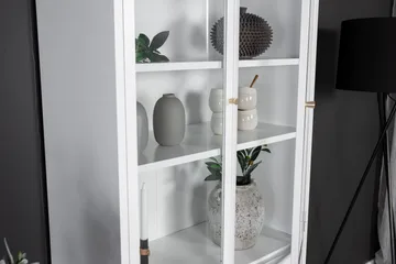 Bakal Bokhylle med Dører 80 cm i Glass og Metall - Hvit - Oppbevaring - Hylle - Bokhylle
