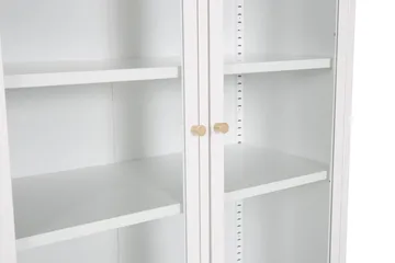 Bakal Bokhylle med Dører 80 cm i Glass og Metall - Hvit - Oppbevaring - Hylle - Bokhylle