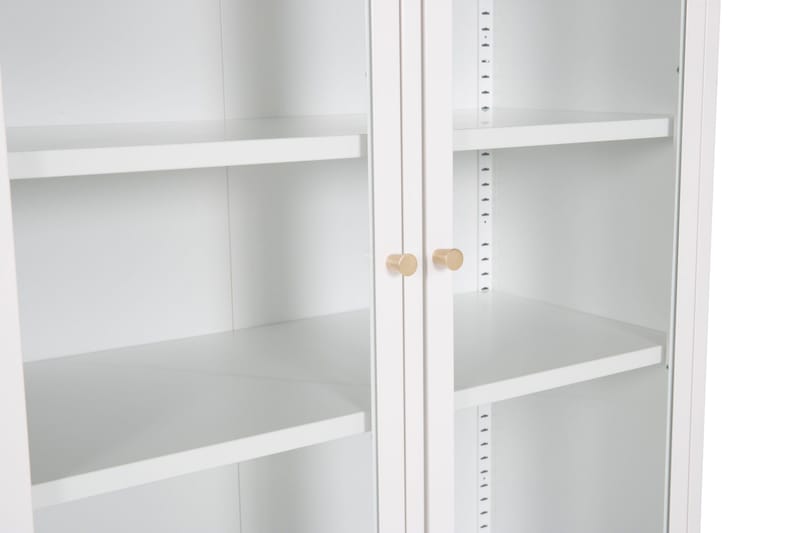 Bakal Bokhylle med Dører 80 cm i Glass og Metall - Hvit - Oppbevaring - Hylle - Bokhylle