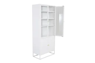 Bakal Bokhylle med Dører 80 cm i Glass og Metall - Hvit - Oppbevaring - Hylle - Bokhylle
