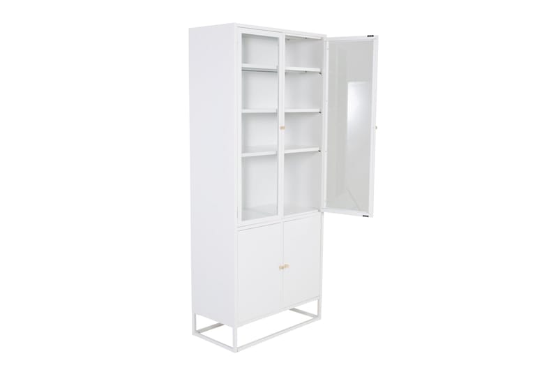 Bakal Bokhylle med Dører 80 cm i Glass og Metall - Hvit - Oppbevaring - Hylle - Bokhylle