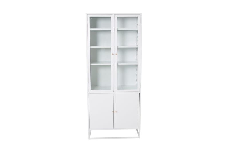 Bakal Bokhylle med Dører 80 cm i Glass og Metall - Hvit - Oppbevaring - Hylle - Bokhylle
