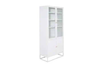 Bakal Bokhylle med Dører 80 cm i Glass og Metall - Hvit - Oppbevaring - Hylle - Bokhylle