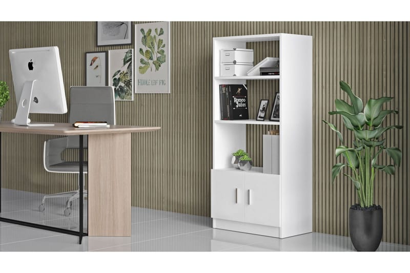 Barrock Bokhylle 63,6 cm i Malt Tre - Hvit - Oppbevaring - Hylle - Bokhylle
