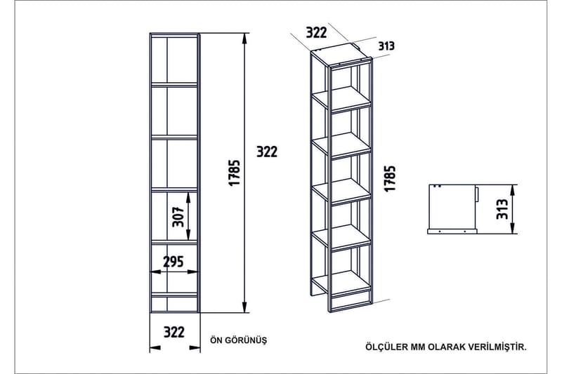 Bascle Bokhylle 32 cm - Gull|Hvit - Oppbevaring - Hylle - Bokhylle