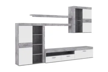 Berrey TV-møbelsett 300 cm - Hvit - Oppbevaring - Hylle - Bokhylle