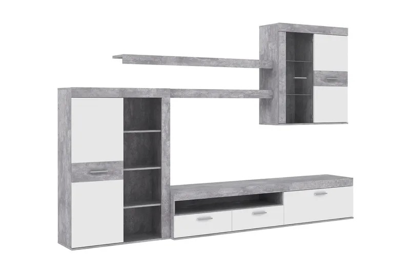 Berrey TV-møbelsett 300 cm, Hvit