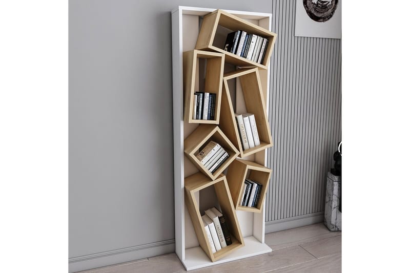 Bloemendal Bokhylle 63 cm i Eik - Hvit - Oppbevaring - Hylle - Bokhylle