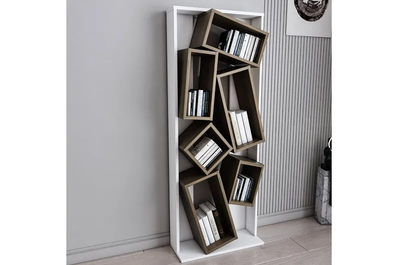 Bokhylle Bloemendal Hvit / Valnøtt - Brun/Hvit - Oppbevaring - Hylle - Bokhylle