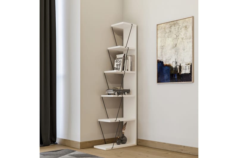 bokhylla Vit|Svart - Oppbevaring - Hylle - Bokhylle