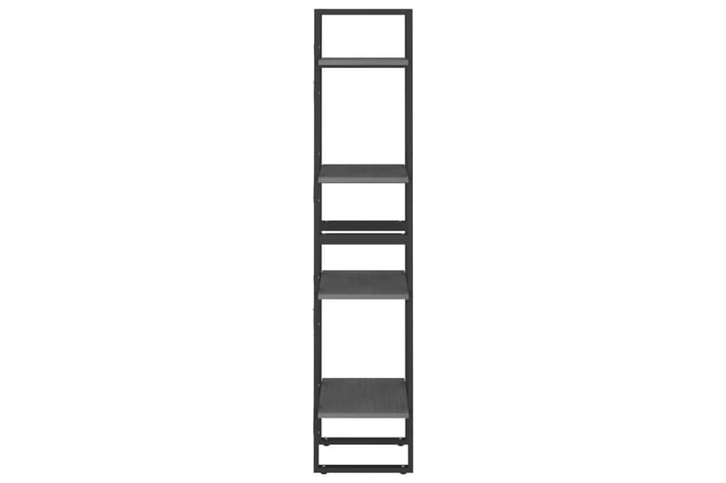 Bokhylle 4 nivåer grå 40x30x140 cm heltre furu - Grå - Bokhylle