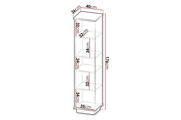 Bokhylle 40 cm i Eik - Sort|Brun - Oppbevaring - Hylle - Bokhylle