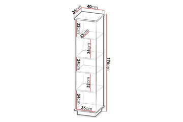 Bokhylle 40 cm i Eik - Svart|Brun - Oppbevaring - Hylle - Bokhylle