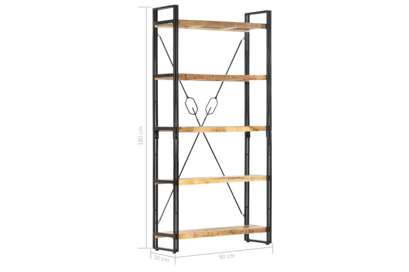 Bokhylle 5 etasjer 90x30x180 cm heltre mango -   - Bokhylle