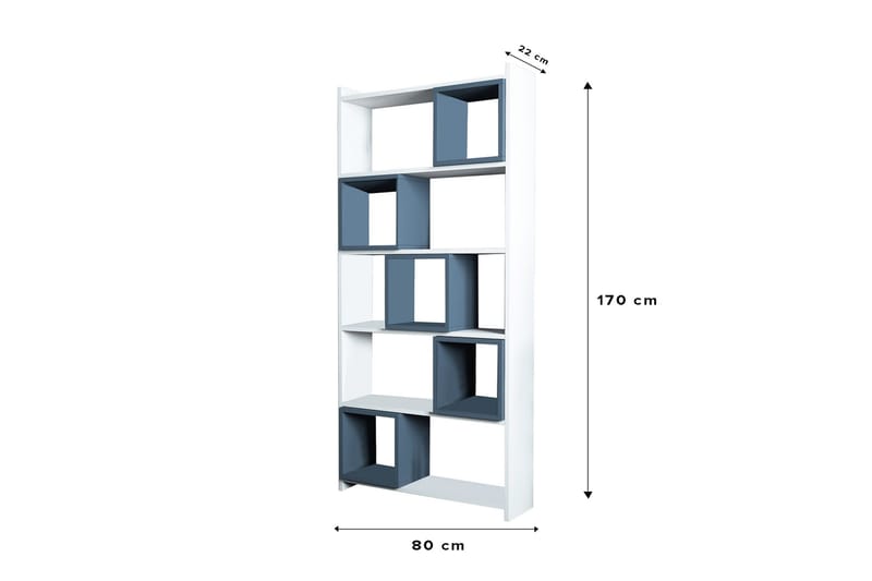 Bokhylle Amtorp 80 cm - Hvit|Blå - Bokhylle