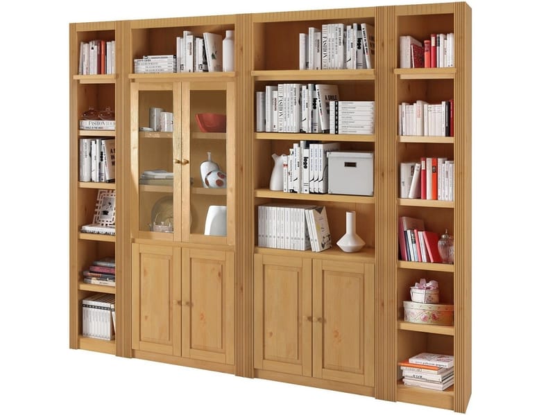 Bokhylle Bailey med Glassdører 29x255 cm, Natur