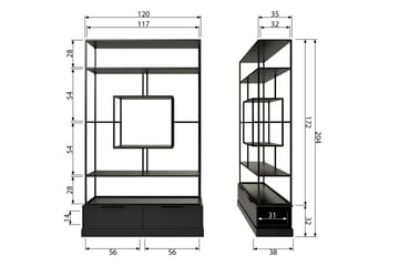 Bokhylle Demetrio 126 cm - Svart - Oppbevaring - Hylle - Bokhylle