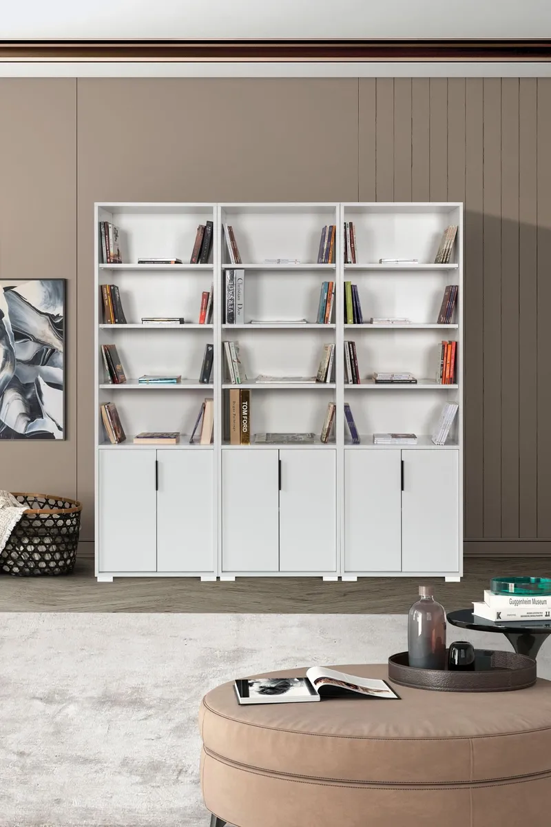 Bokhylle Hanah Home Evora Wide (180 x 187 x 30 cm) Hvit, Hvit