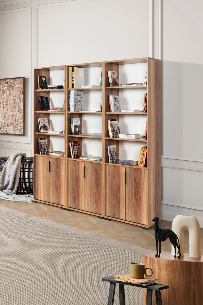Bokhylle Hanah Home Evora Wide (180 x 187 x 30 cm) Valnøtt - Valnøtt - Oppbevaring - Hylle - Bokhylle
