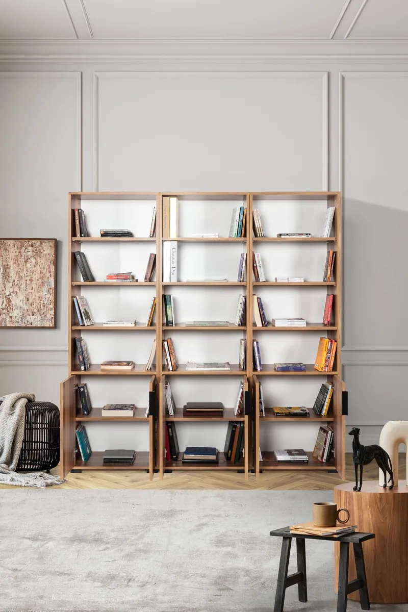 Bokhylle Hanah Home Evora Wide (180 x 187 x 30 cm) Valnøtt - Valnøtt - Oppbevaring - Hylle - Bokhylle