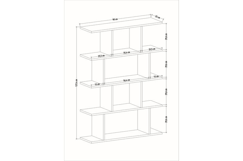 Bokhylle Harmona 90x25 cm - Hvit/Antrasitt - Bokhylle